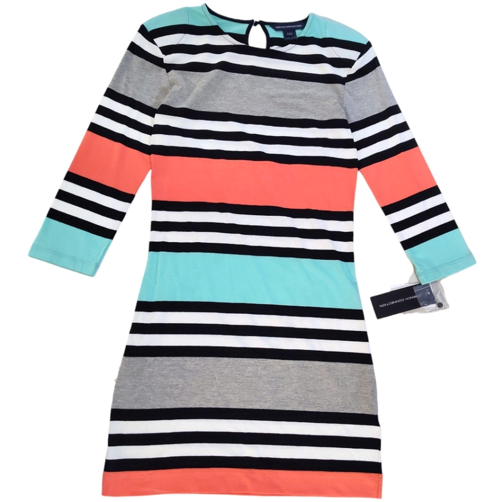 French Connection Jag Stripe Multicolor Dress Womens Size 6